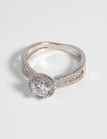 Rhodium Cubic Zirconia Ring