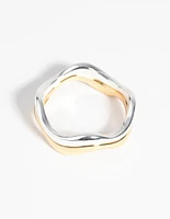 Gold & Silver Plated Weave Ring Set