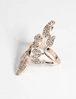 Rose Gold Diamante Petal Ring