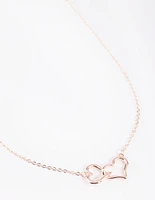 Rose Gold Interlocked Hearts Necklace