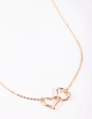 Gold Interlocked Hearts Necklace