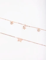 Rose Gold Butterfly Bracelet Set