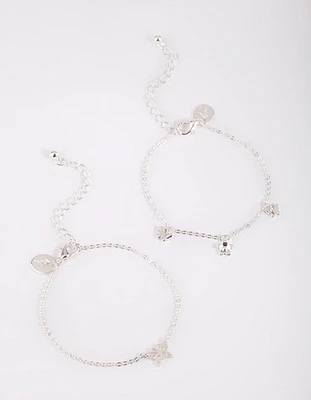 Silver Butterfly Bracelet Set