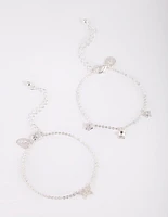 Silver Butterfly Bracelet Set