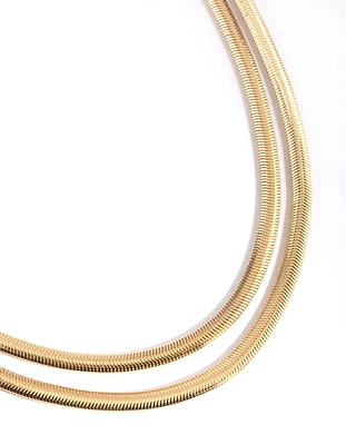 Gold Plated Layered Snake Chain Necklace