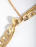Gold Plated Layered Curb Chain Necklace