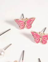 Rose Gold Love & Butterfly Stud Earring Pack