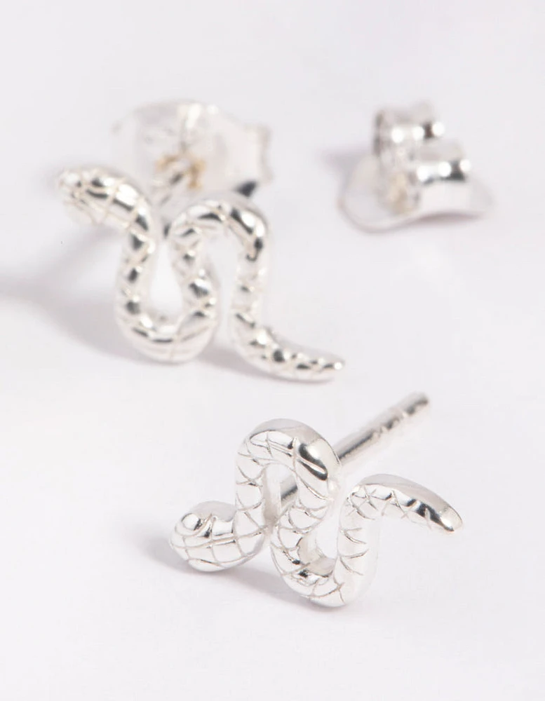 Sterling Silver Snake Stud Earrings