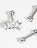 Surgical Steel Barbell Pack with Cubic Zirconia