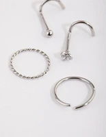 Surgical Steel Diamante Nose Ring 4-Pack