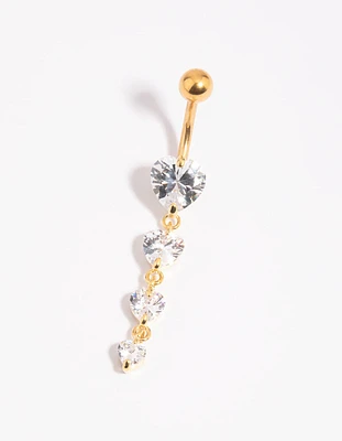 Gold Plated Surgical Steel Heart Belly Bar