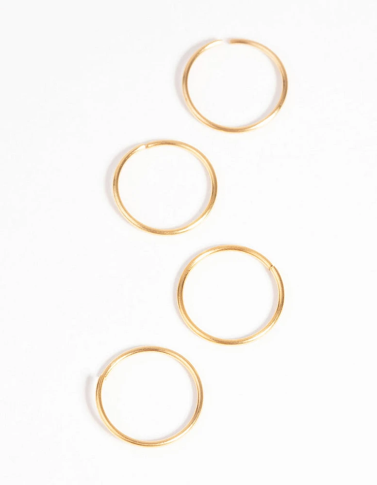 Gold-Plated Surgical Steel Nose Ring 4-Pack