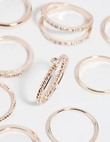 Rose Gold Diamante Ring Pack