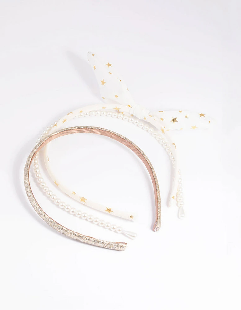 Kids Glitter Star & Pearl Headband Pack