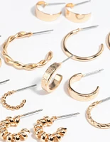 Gold Twisted Hoop Earring 8-Pack