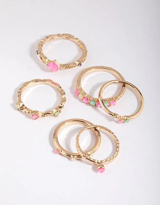 Gold Stone Ring 6-Pack