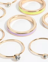 Gold Enamel Band Ring Pack