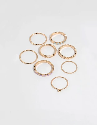 Gold Enamel Circle Ring Pack