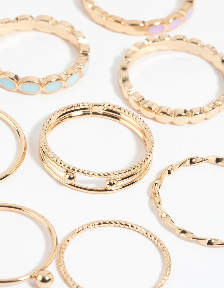 Gold Enamel Circle Ring Pack