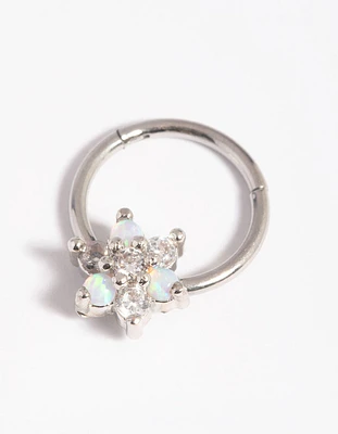 Surgical Steel Pretty Flower Clicker Ring