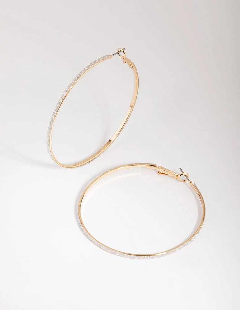 Gold Glitter Hoop Earrings