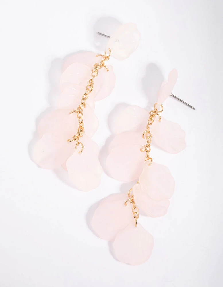 Pink Chain & Leaves Drop Earrings