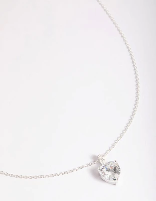 Sterling Silver Cubic Zirconia Heart Necklace