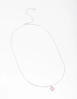 Rhodium Diamante Heart Necklace