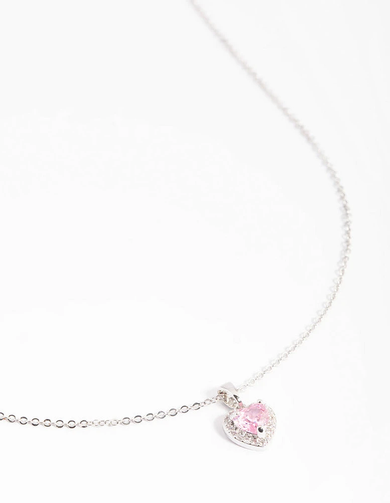 Rhodium Diamante Heart Necklace