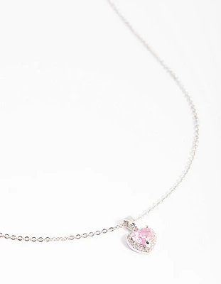 Silver Diamante Heart Necklace