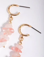 Gold & Pink Semi-Precious Drop Earrings