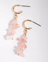 Gold & Pink Semi-Precious Drop Earrings