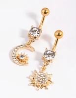 Gold Plated Surgical Steel Moon Belly Bar Pack