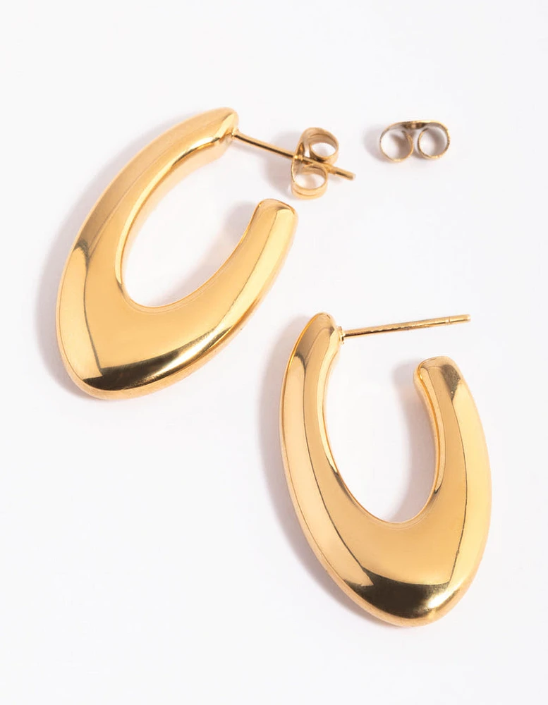 Gold Plated Surgical Steel Oval Hoop Earrings