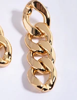 Gold Plated Flat Chain Drop Earrings