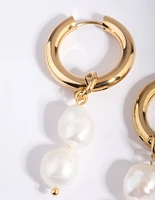 Gold Plated Surgical Steel Drop Earrings with Freshwater Pearls