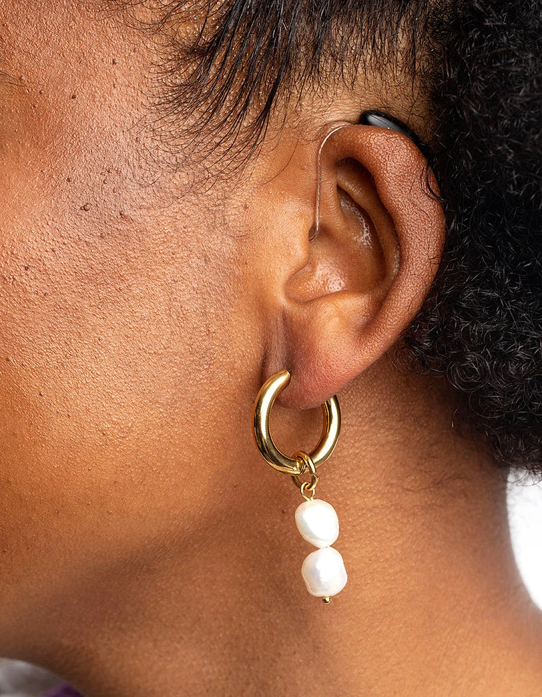 Gold Plated Surgical Steel Drop Earrings with Freshwater Pearls