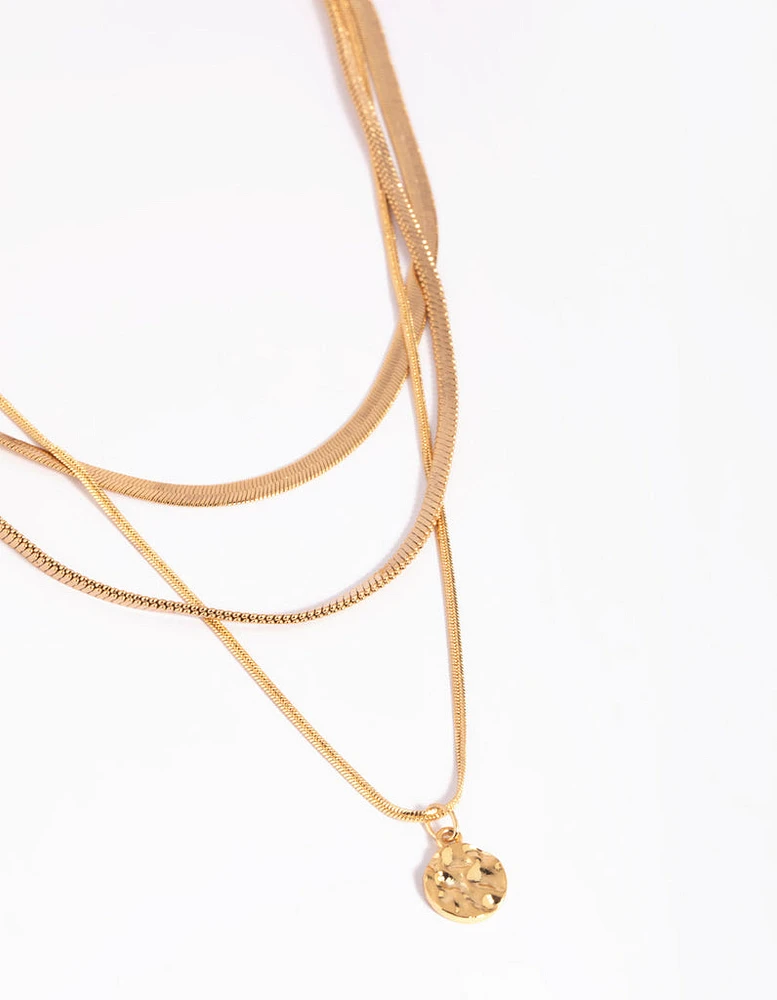 Gold Plated Snake Chain & Disc Necklace Pack