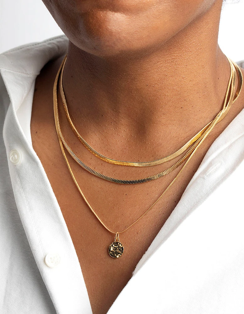 Gold Plated Snake Chain & Disc Necklace Pack