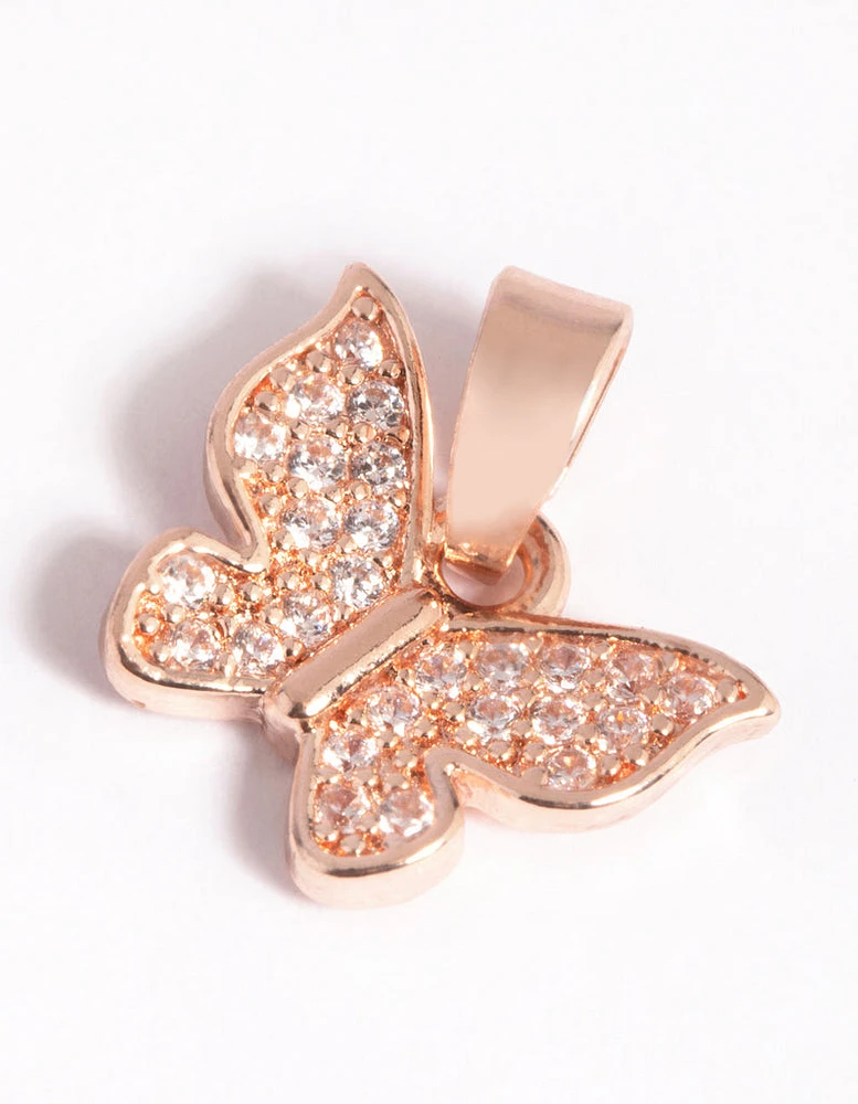 Rose Gold Plated Butterfly Charm with Cubic Zirconia