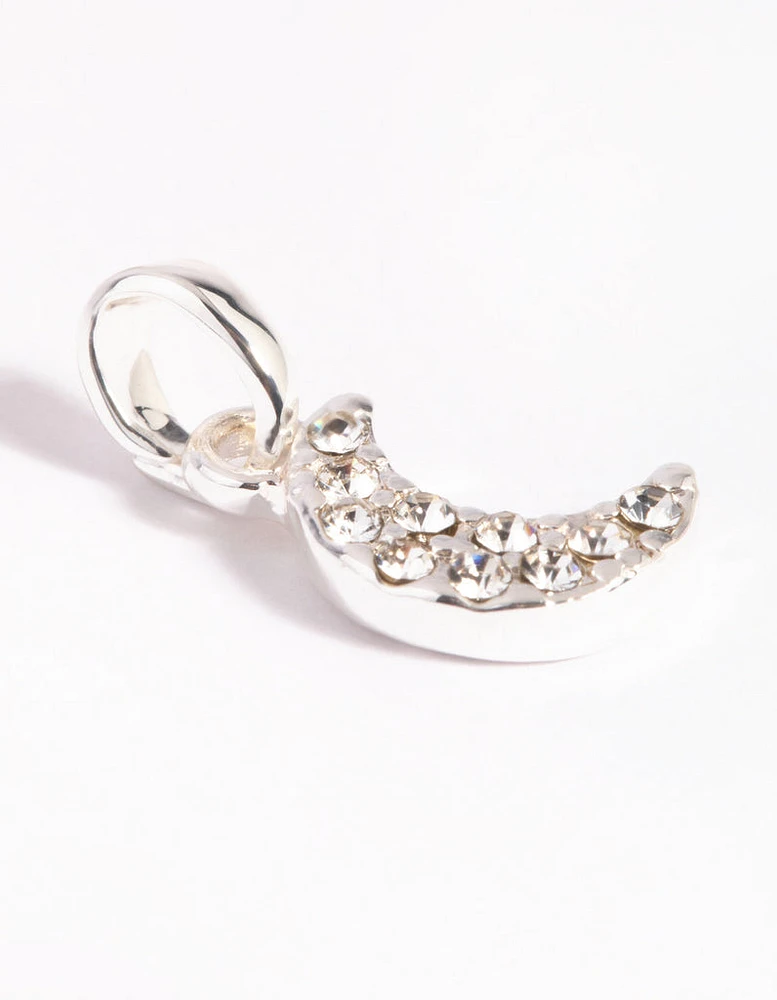 Silver Plated Diamante Moon Charm