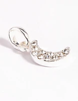 Silver Plated Diamante Moon Charm