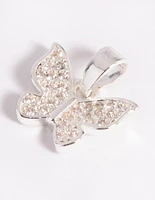 Silver Plated Butterfly Charm with Cubic Zirconia