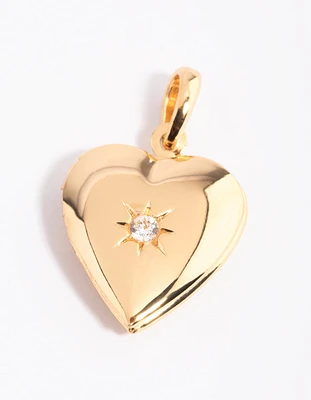 Gold Plated Diamante Heart Locket Charm