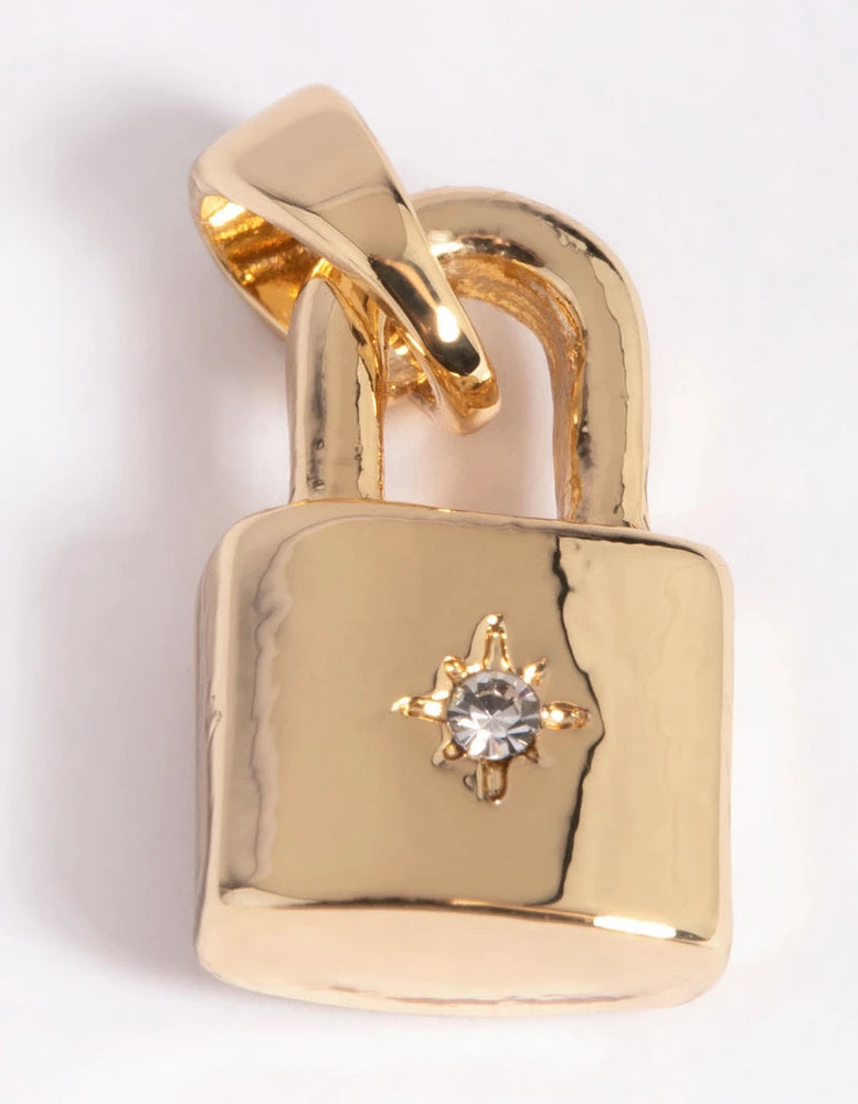 Gold Plated Star Padlock Charm