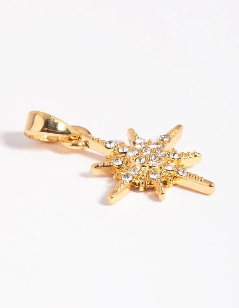 Gold Plated Diamante Starburst Charm