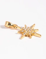 Gold Plated Diamante Starburst Charm