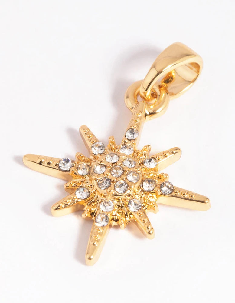 Gold Plated Diamante Starburst Charm