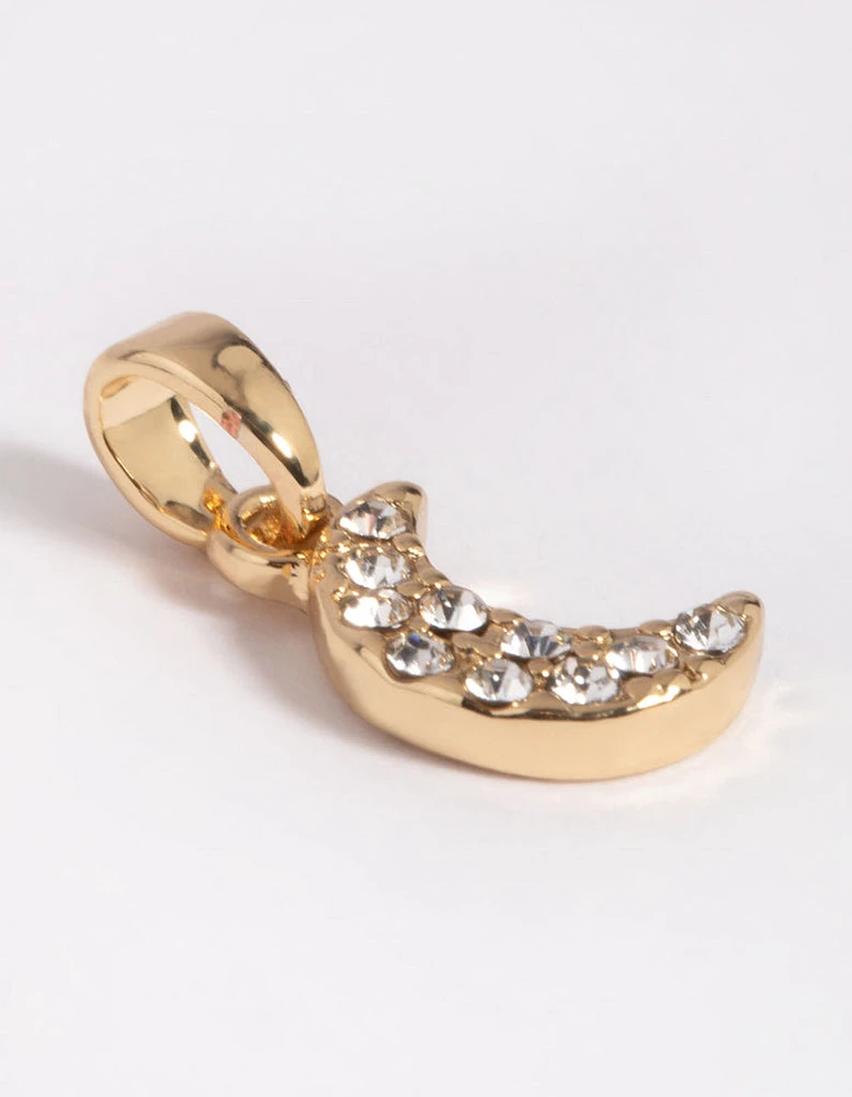 Gold Plated Diamante Moon Charm