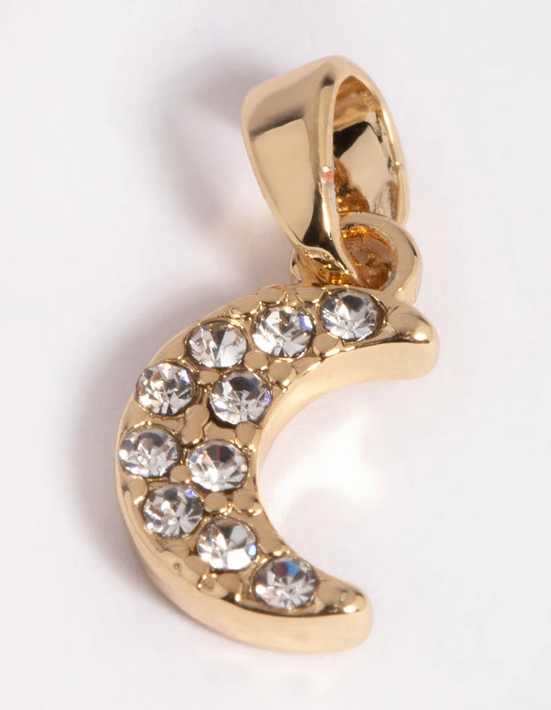 Gold Plated Diamante Moon Charm